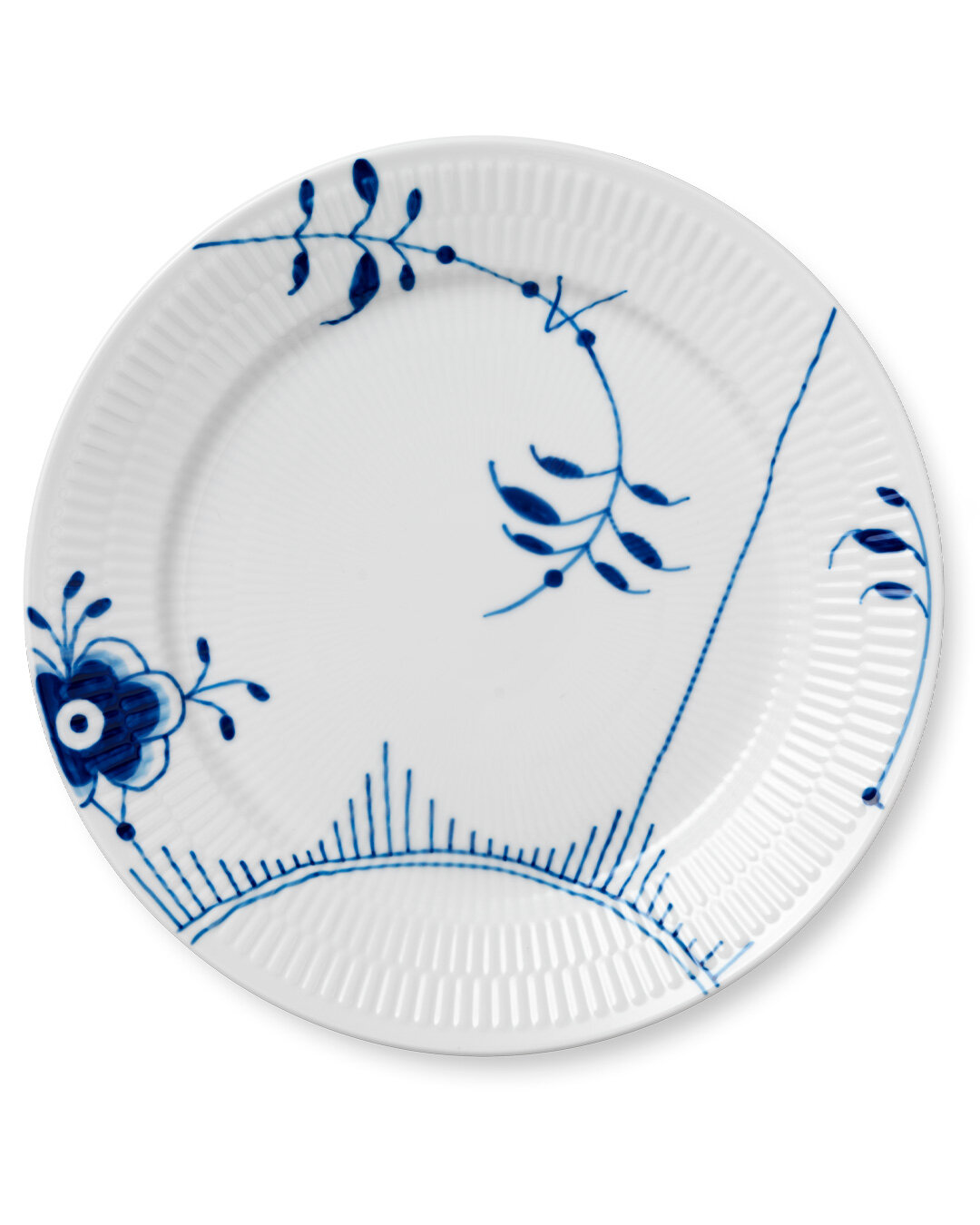 Elegant Blå Mega Riflet Tallerken, 27 cm – 4 stk.