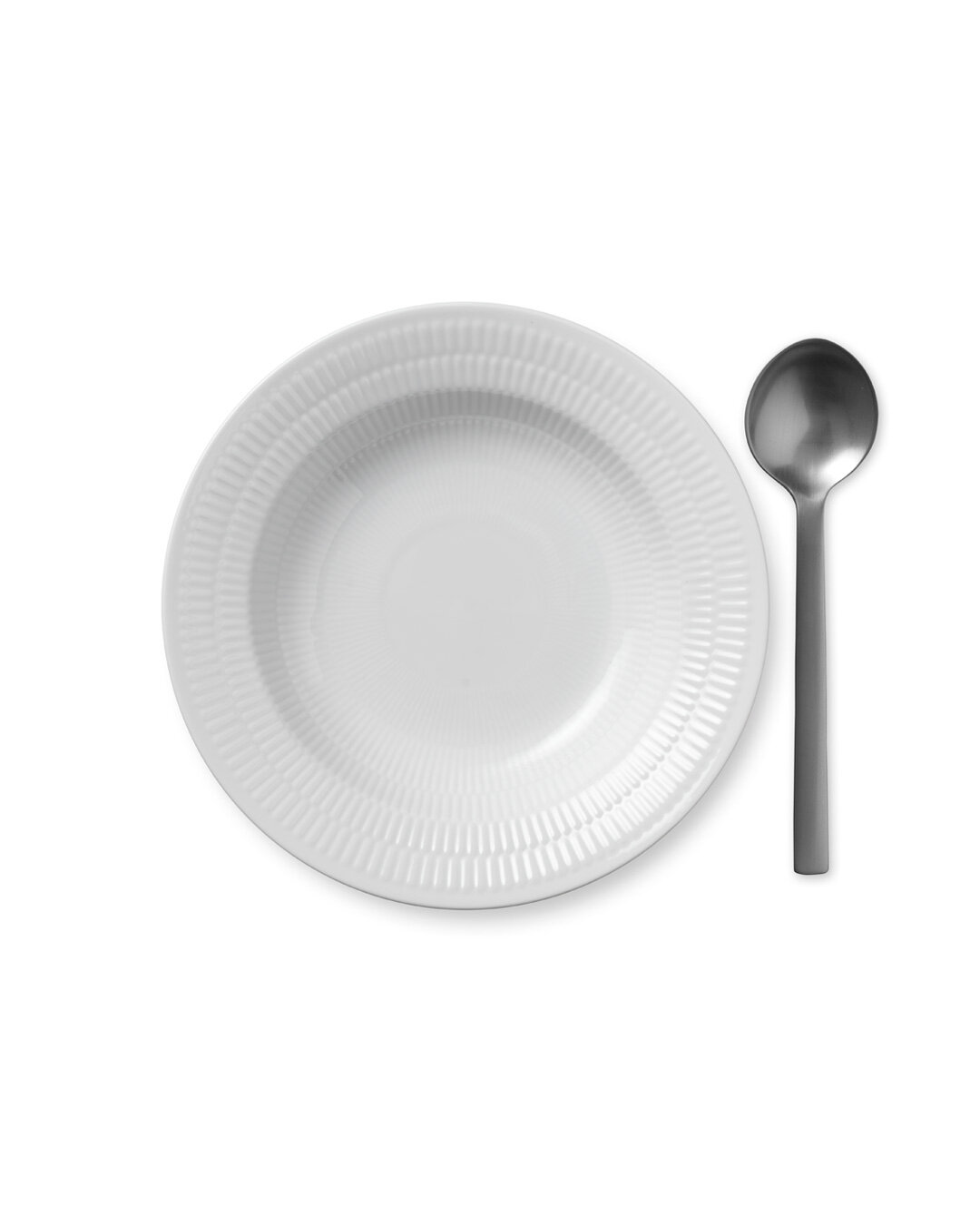 Elegant Hvid Riflet dyb tallerken, 21 cm - 4 stk